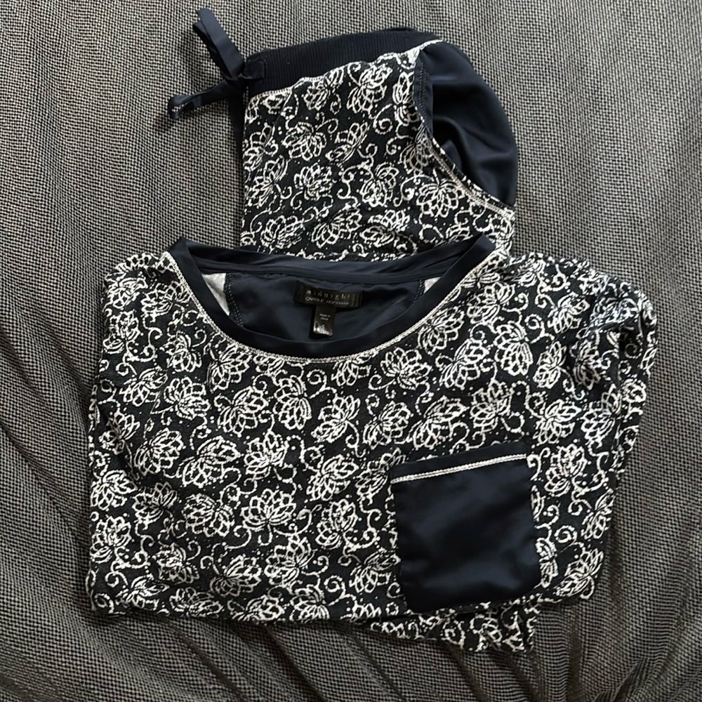 Carole Hochman PJ Set  Jersey Knit Pajama Set in dark blue and white design.